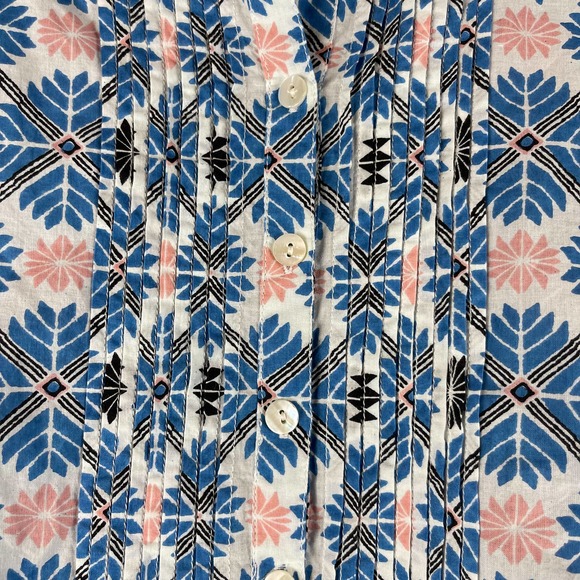 ROLLER RABBIT Blue Printed Button Down 3/4 Sleeve Dress Size L - Picture 4 of 12